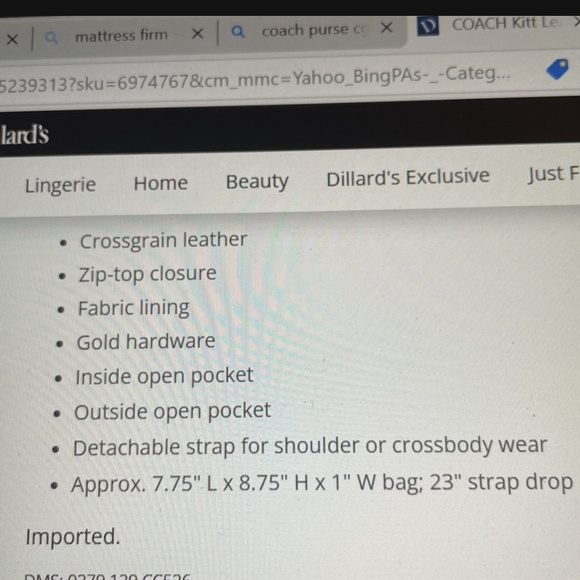 Coach CG KITT CrossBody - Picture 3 of 5